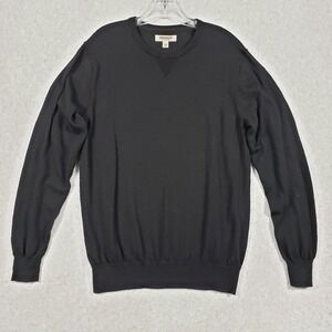 Goodthreads Mens Sweater L Black 100% Merino Wool Crewneck Pullover MGT35009FL18